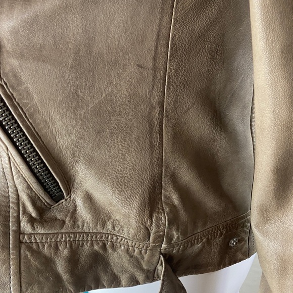 Lucky Brand Light Brown Tan Motorcycle Moto Biker Real Leather Jacket Large L - Picture 11 of 15